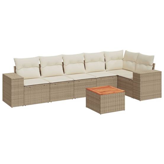 Salon de jardin 7 pièces beige en résine tressée avec rangement et coussins lavables – ComfortXL Outdoor Living - Image 2