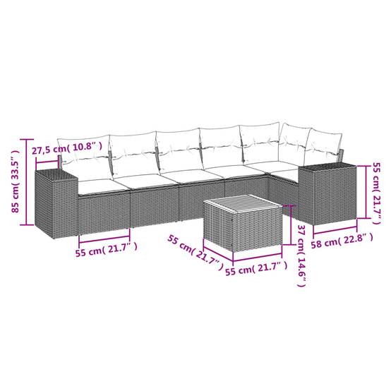 Salon de jardin 7 pièces beige en résine tressée avec rangement et coussins lavables – ComfortXL Outdoor Living - Image 3