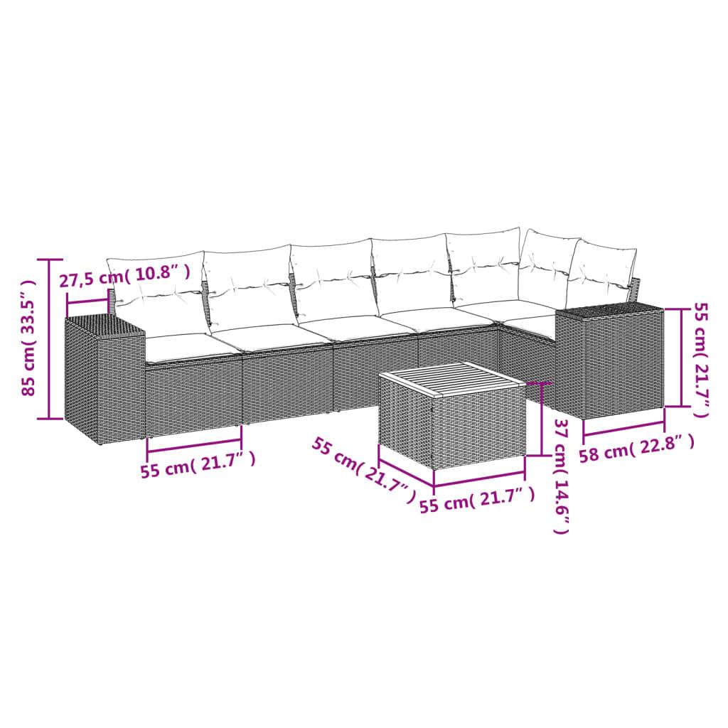 Salon de jardin 7 pièces beige en résine tressée avec rangement et coussins lavables – ComfortXL Outdoor Living - Image 3