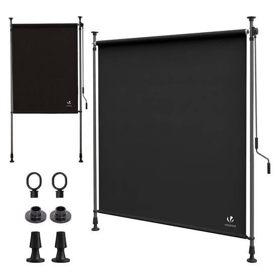 Store vertical sans percage extensible exterieur 200x310cm polyester anthracite - Image 1