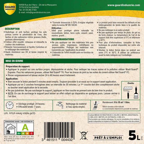 ImperGuard Ultra EM Effet Mouillé Imperméabilisant AntiTache Sans Solvant Ravive Couleur PierreBéton 50m2 Efficace 5 ans - Image 6