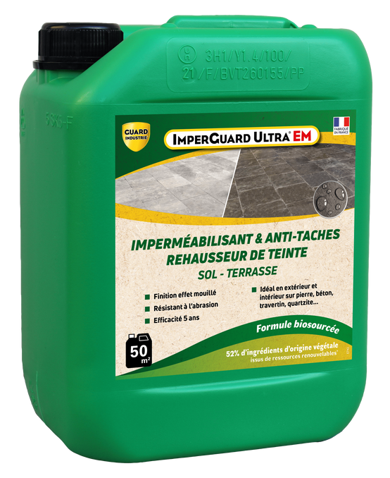 ImperGuard Ultra EM Effet Mouillé Imperméabilisant AntiTache Sans Solvant Ravive Couleur PierreBéton 50m2 Efficace 5 ans - Image 1