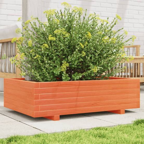 Jardinière | Pot de fleurs | Cache-pot | Bac à fleurs cire marron 90x60x26,5 cm bois de pin massif - Image 2