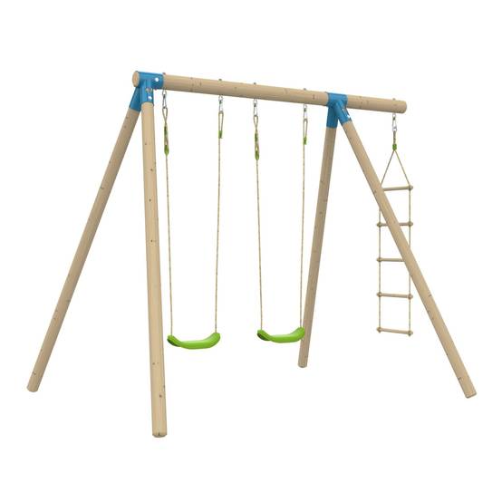 Portique BALANDIER 2 balançoires - échelle corde - kit d'ancrage - bois FSC® h224 cm - Image 2