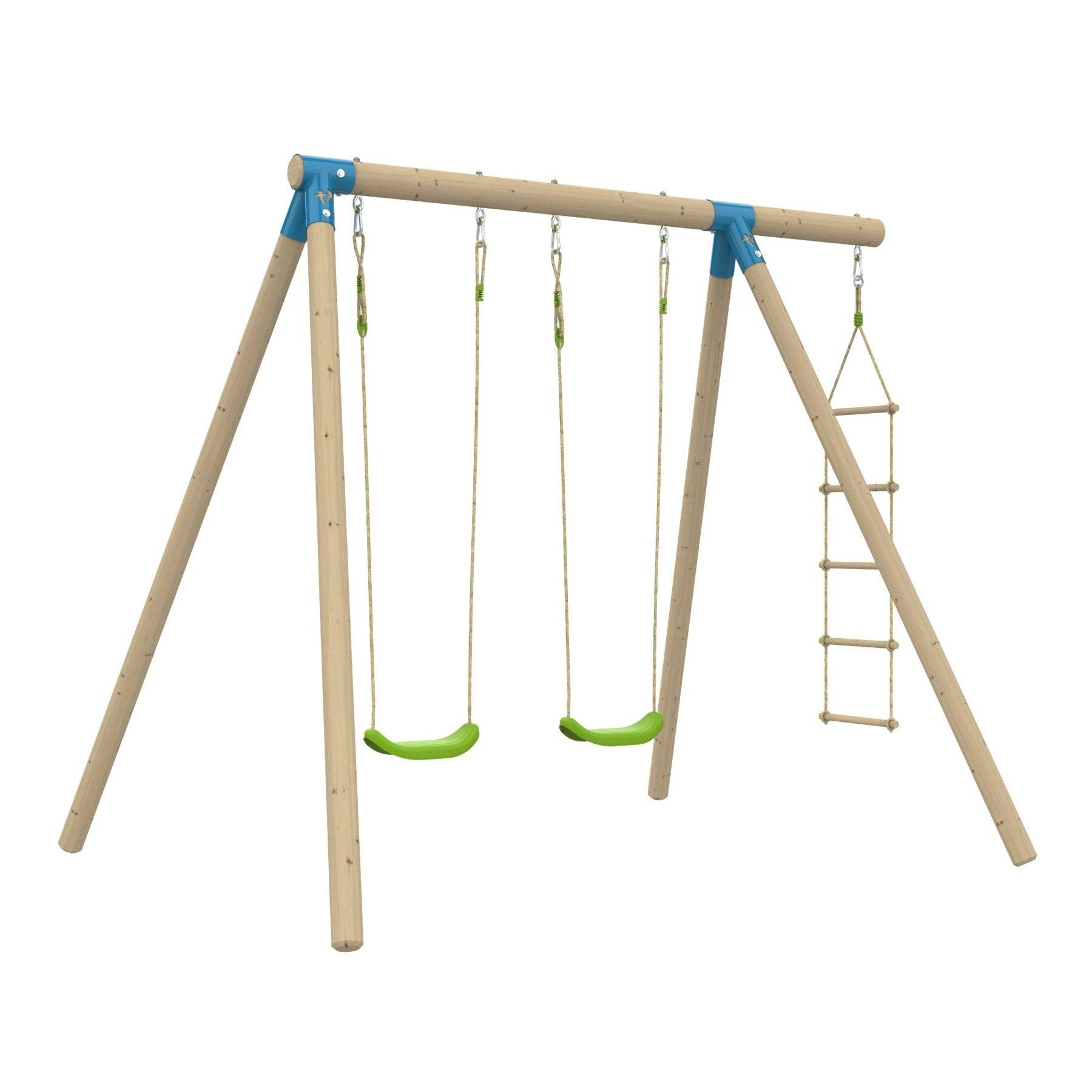 Portique BALANDIER 2 balançoires - échelle corde - kit d'ancrage - bois FSC® h224 cm - Image 2