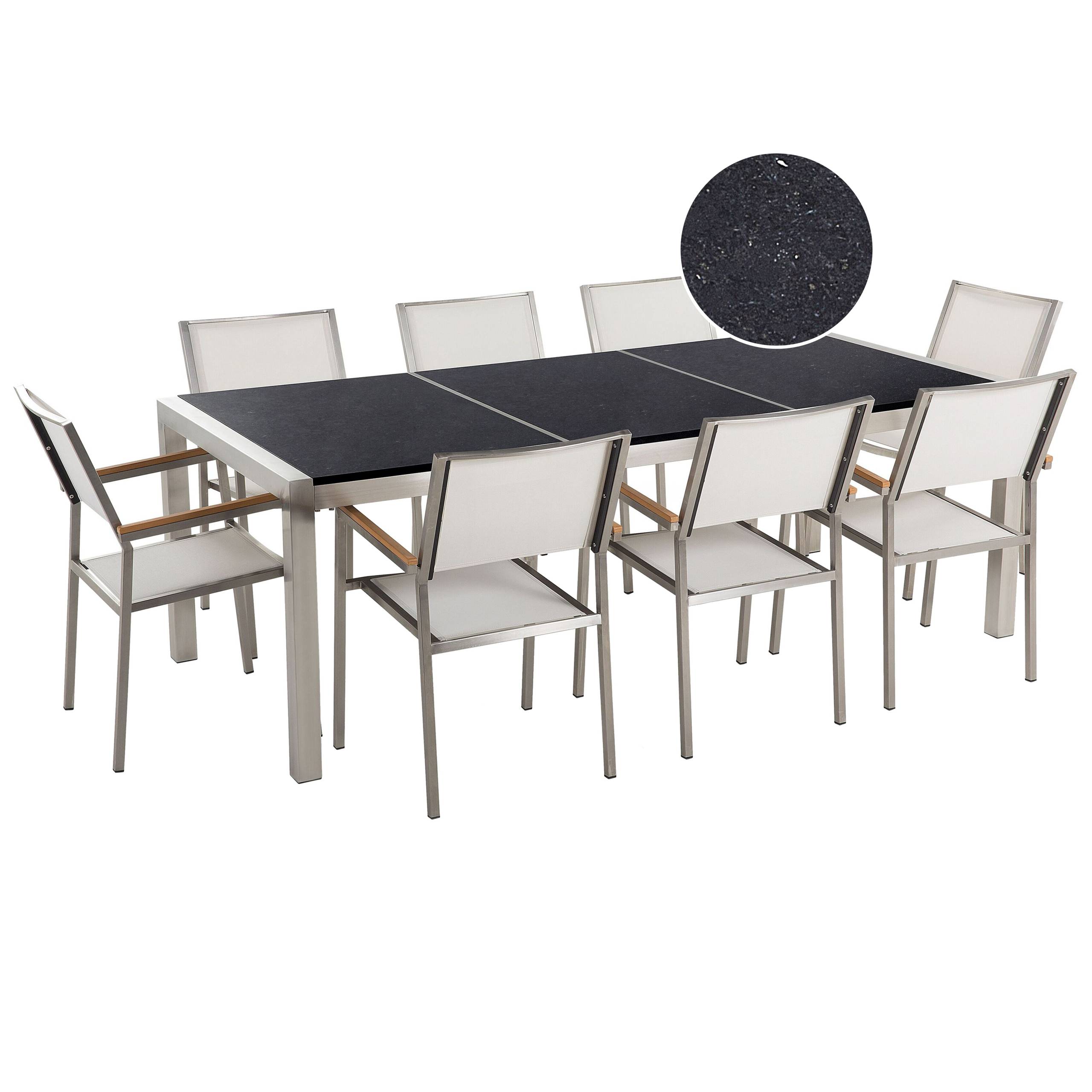 Beliani - Set de salle à manger, 8 Personnes Granit Noir/blanc GROSSETO - Beliani - Imagen 2