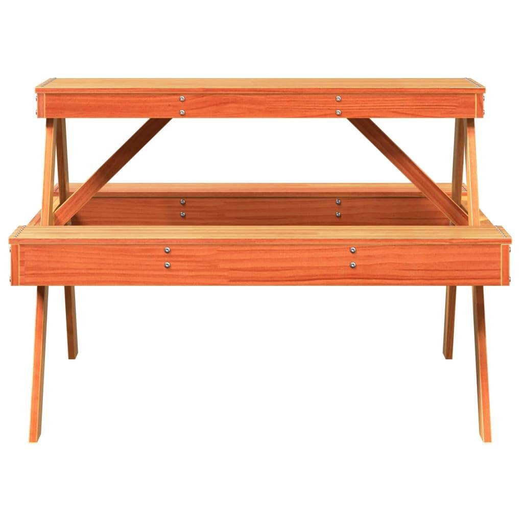 Table de pique-nique bois pin massif cire marron 105 x 134 x 75 cm - PANGIVO - Image 4