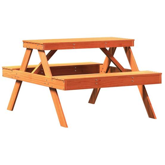 Table de pique-nique bois pin massif cire marron 105 x 134 x 75 cm - PANGIVO - Image 2