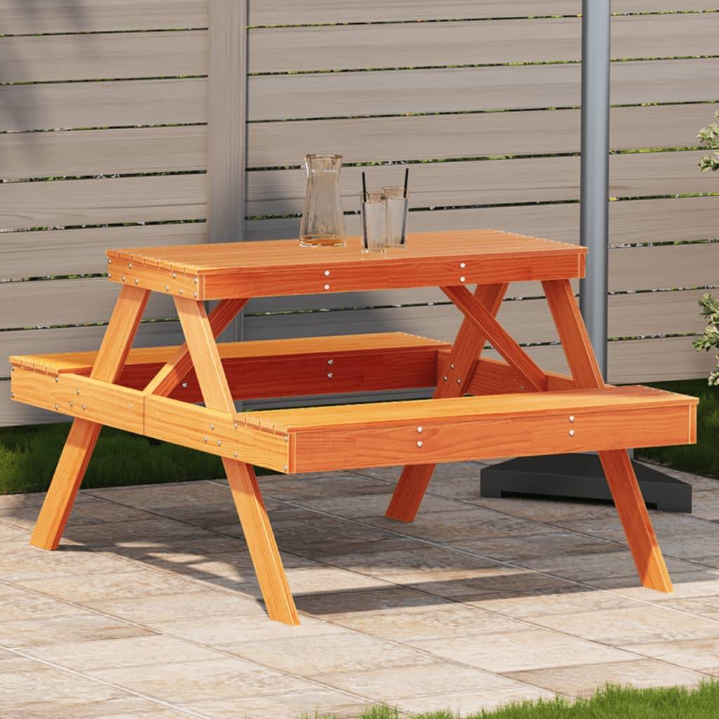 Table de pique-nique bois pin massif cire marron 105 x 134 x 75 cm - PANGIVO - Image 1