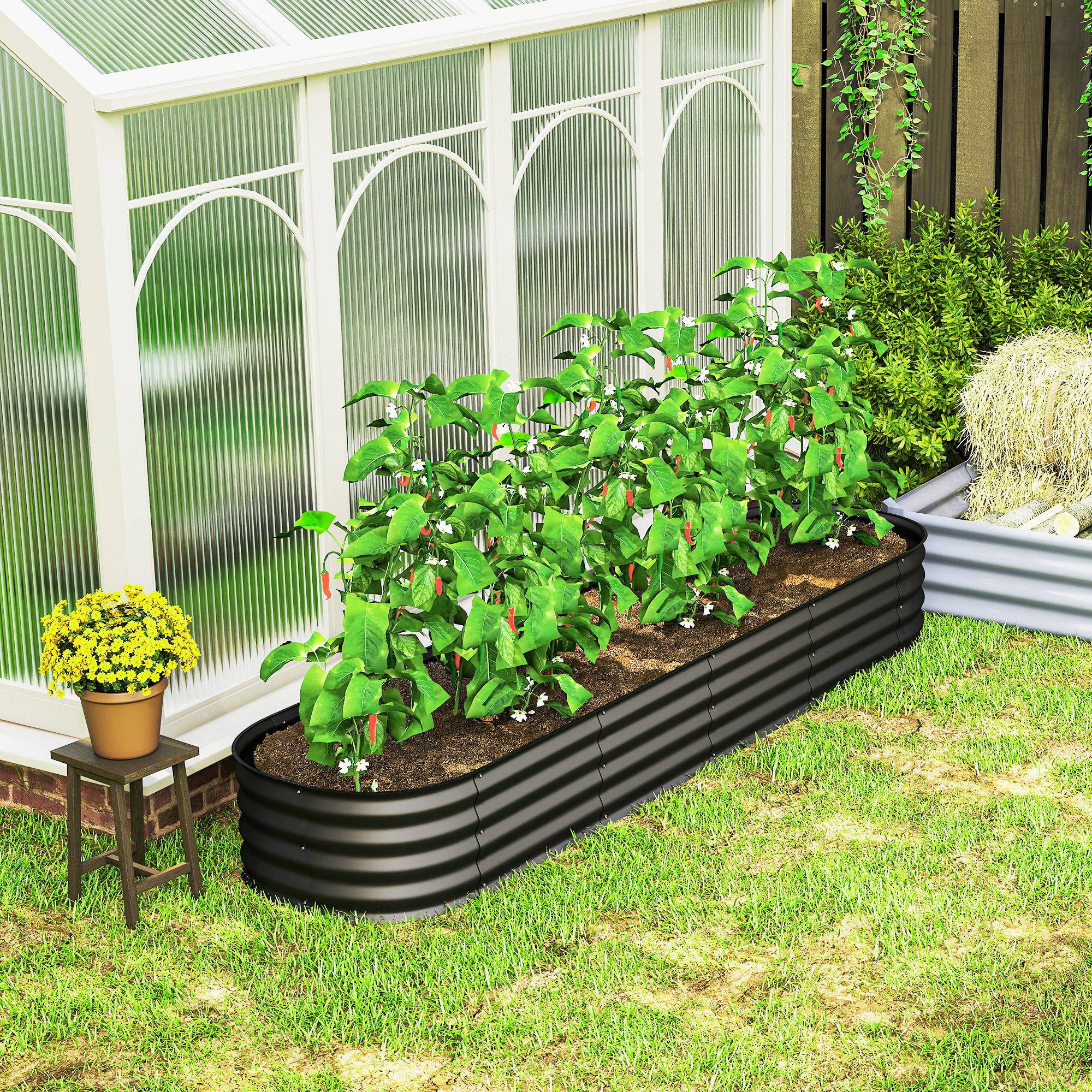 PANGIVO - Carré potager acier galvanisé gris foncé 240 x 62 x 30 cm - PANGIVO - Image 10