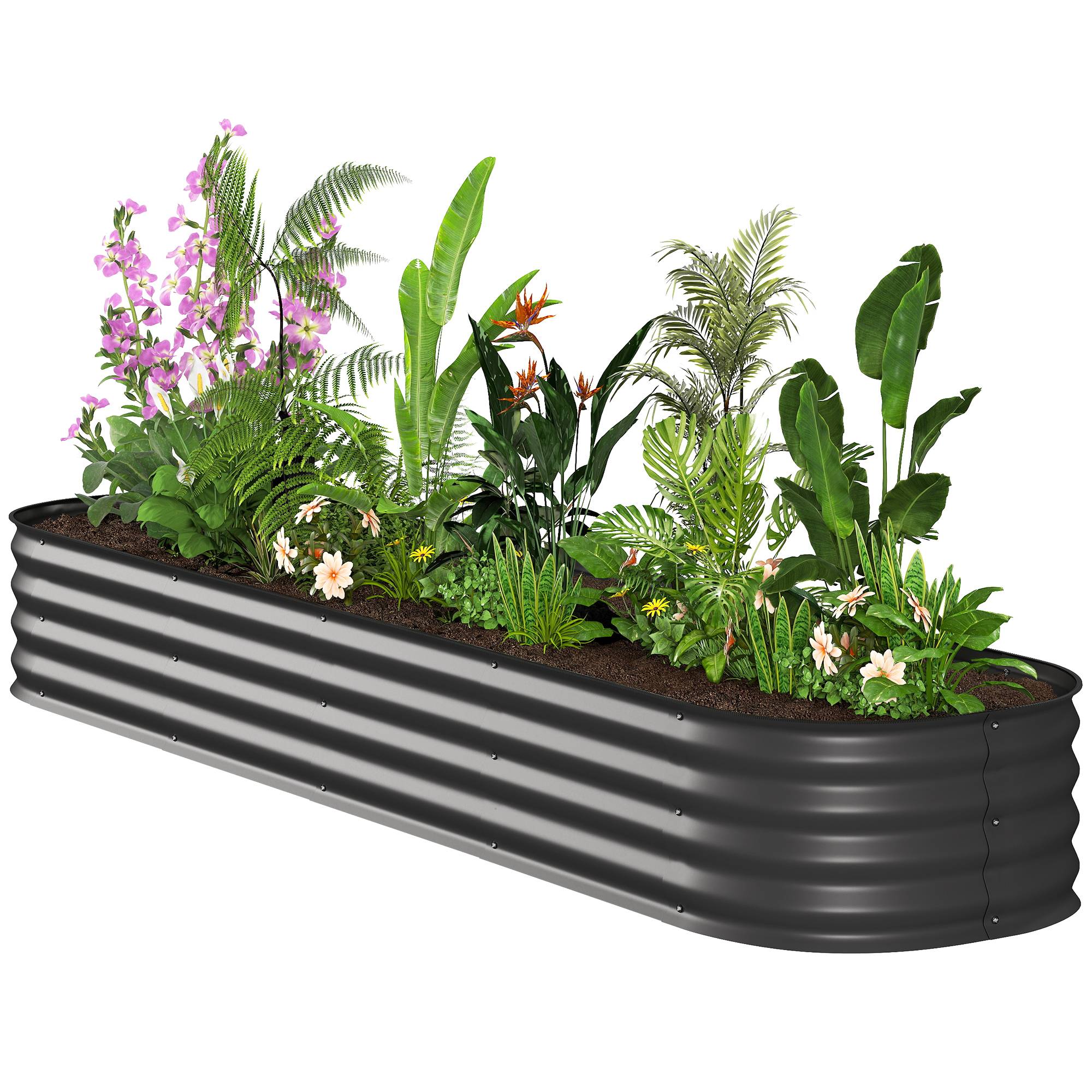 PANGIVO - Carré potager acier galvanisé gris foncé 240 x 62 x 30 cm - PANGIVO - Image 2