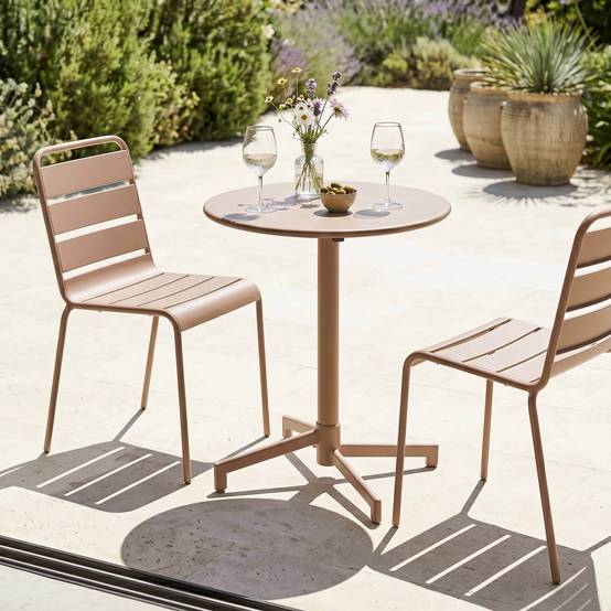 Oviala - Table de jardin ronde bistrot avec plateau rabattable 70 cm taupe Palavas - Oviala - Image 4
