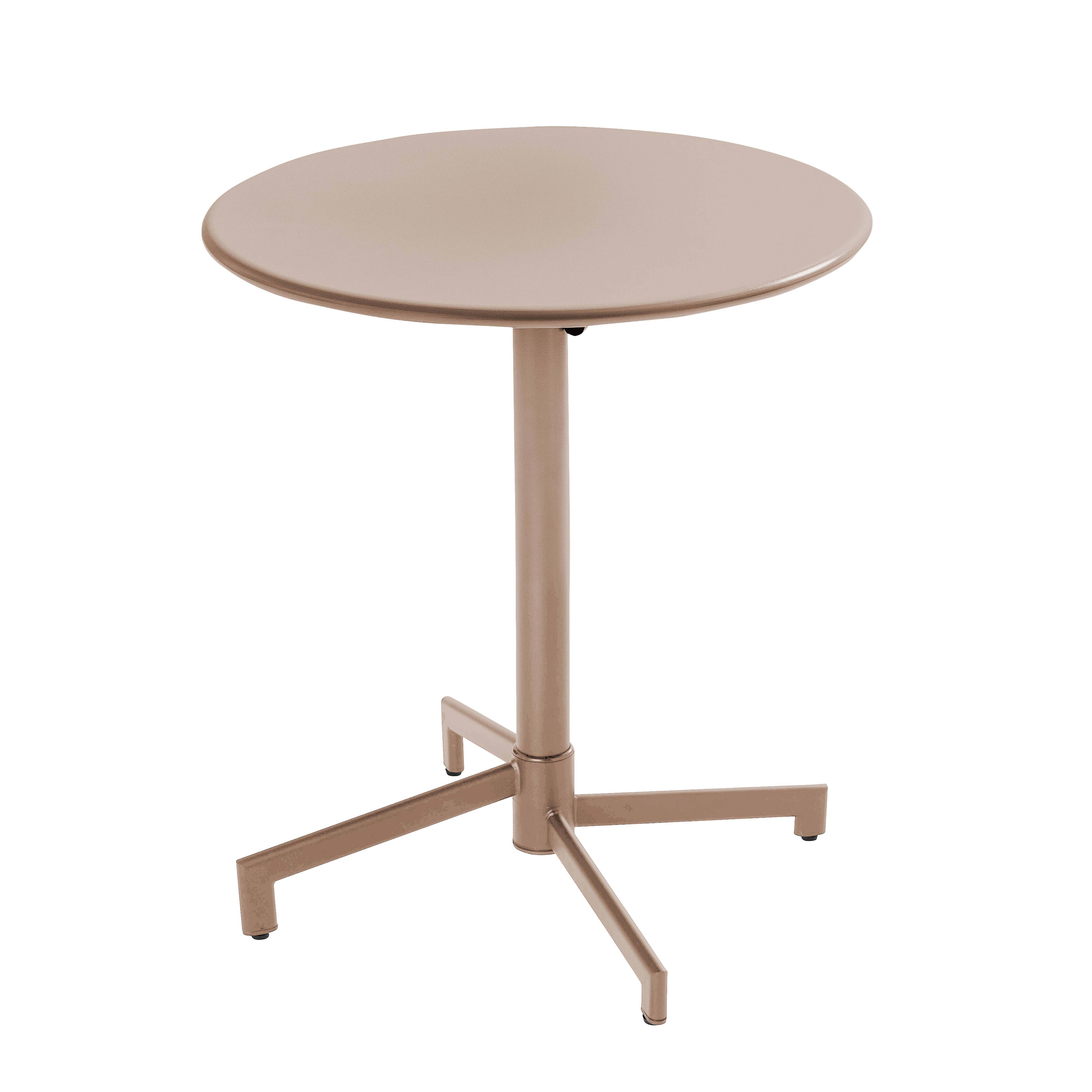 Oviala - Table de jardin ronde bistrot avec plateau rabattable 70 cm taupe Palavas - Oviala - Image 1