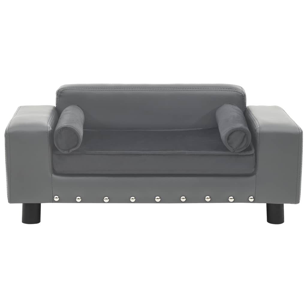 Vidaxl - Canapé pour chien Gris 81x43x31 cm Peluche et similicuir vidaXL 170953 - Imagen 1