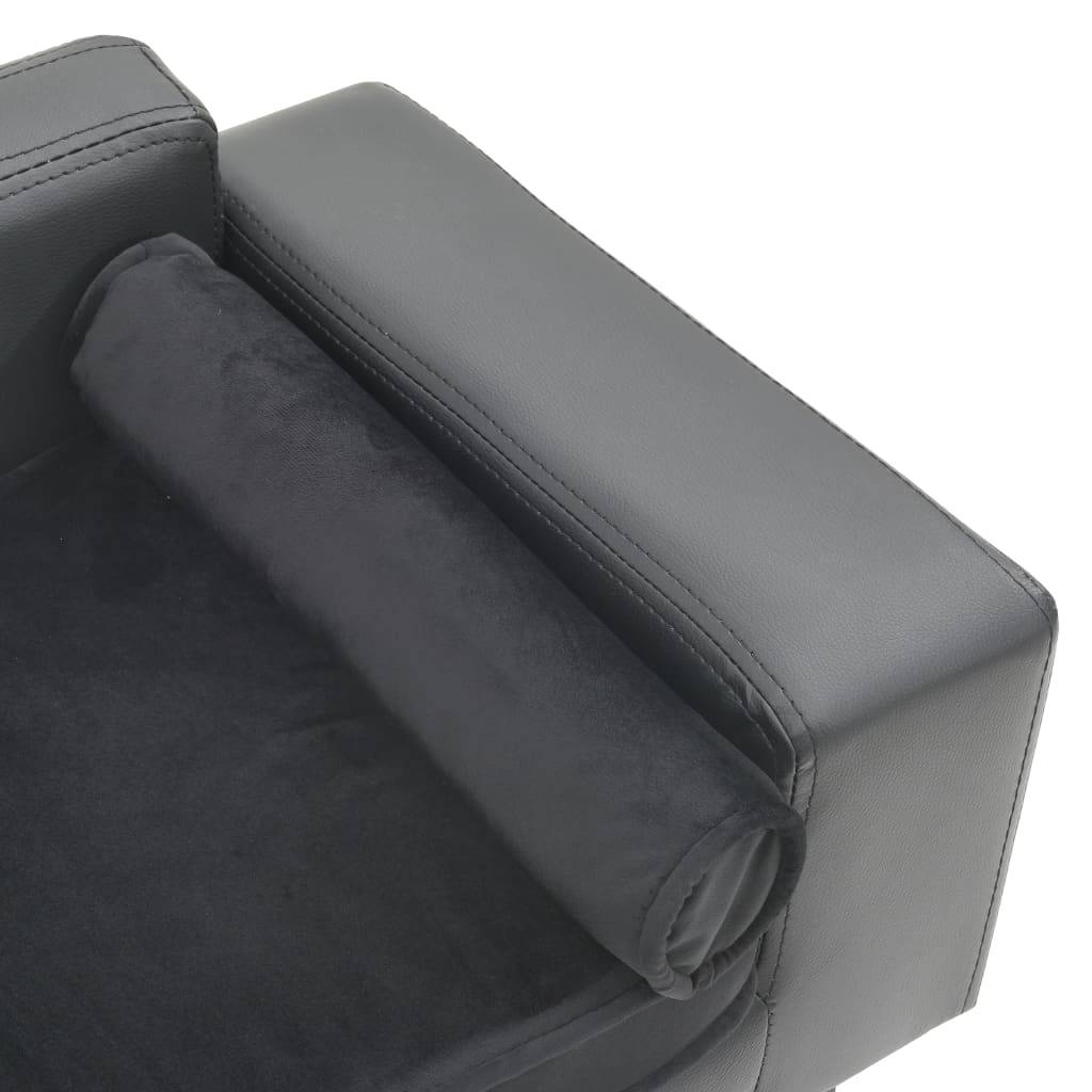 Vidaxl - Canapé pour chien Gris 81x43x31 cm Peluche et similicuir vidaXL 170953 - Imagen 3