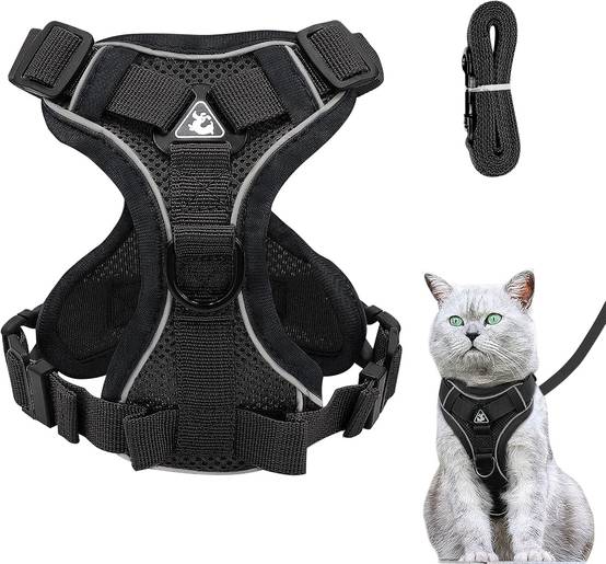 Harnais réglable pour Chat - Anti-éclatement Noir - S
