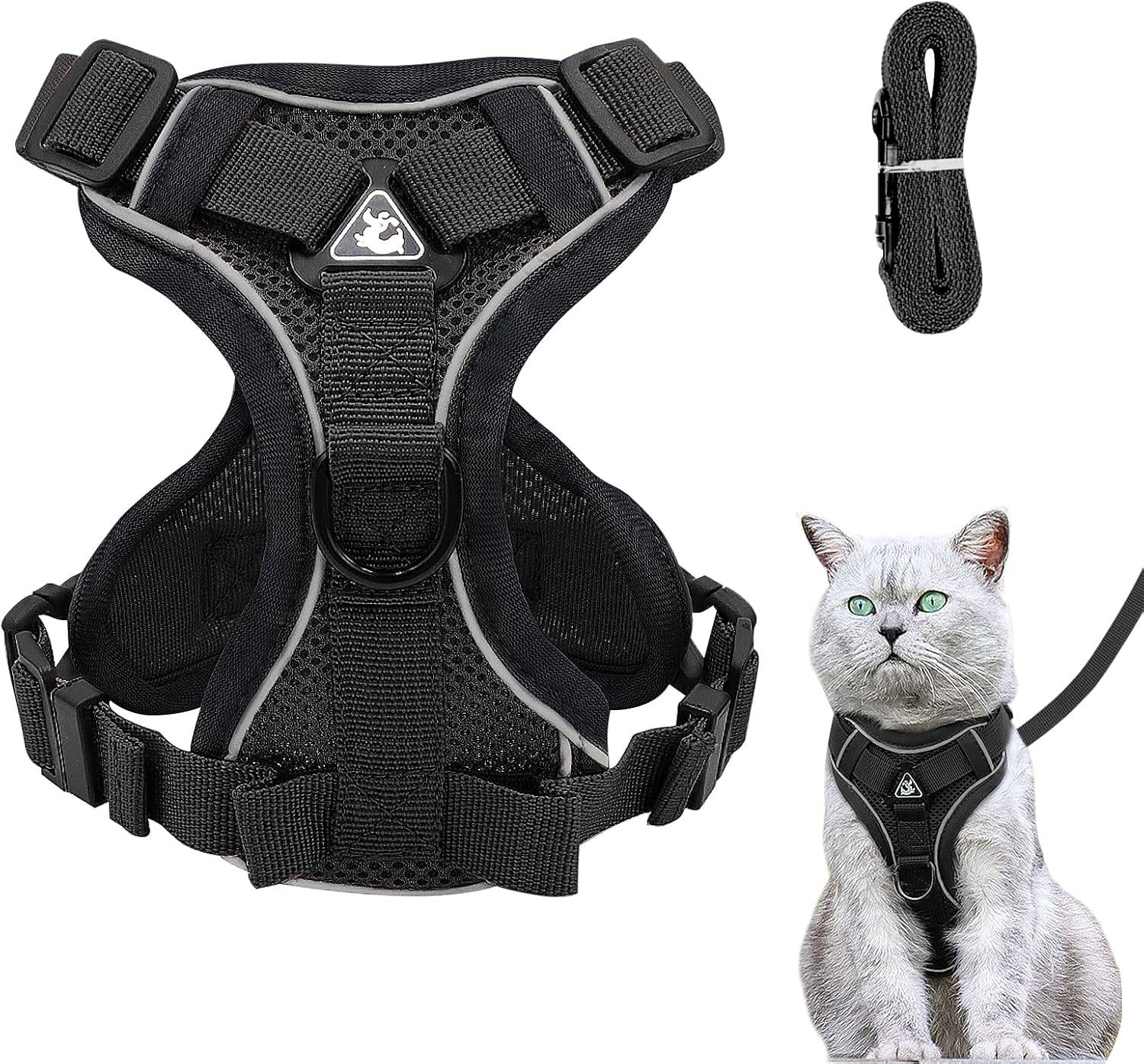 Harnais réglable pour Chat - Anti-éclatement Noir - S