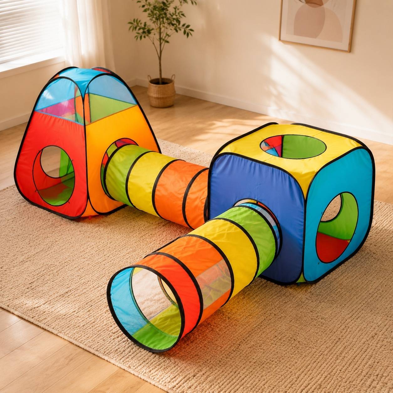 Tente de jeu pop up 4 en 1 avec tunnel bac à balles intérieur extérieur facile à ranger - Image 7