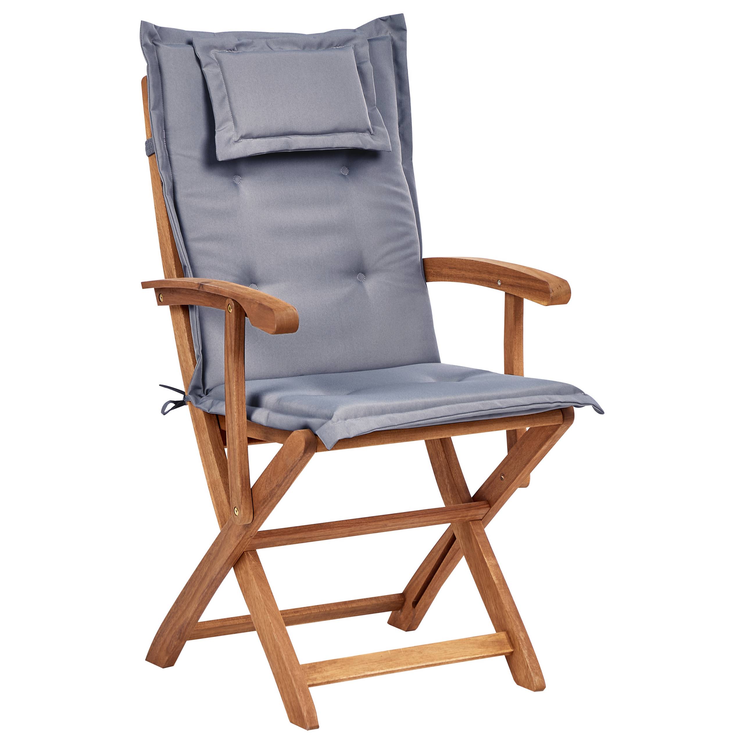 Beliani - Ensemble de Jardin avec Coussins Gris Graphite en Bois d'Acacia Table et Chaises et Parasol 8 Places Style Rustique - Imagen 6