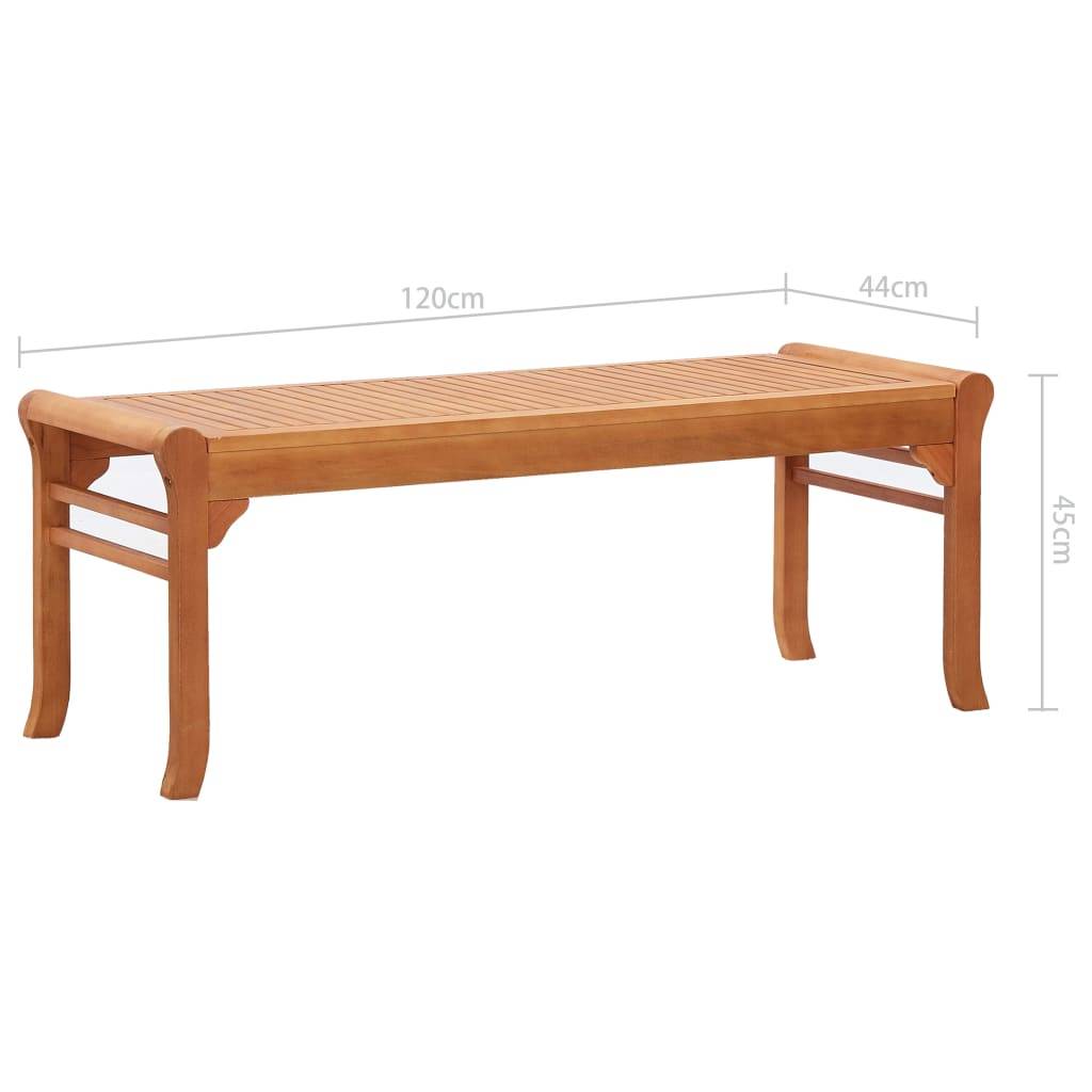 Helloshop26 - Banc de jardin meuble de patio d'extérieur terrasse 2 places 120 cm bois d'eucalyptus solide - Imagen 6