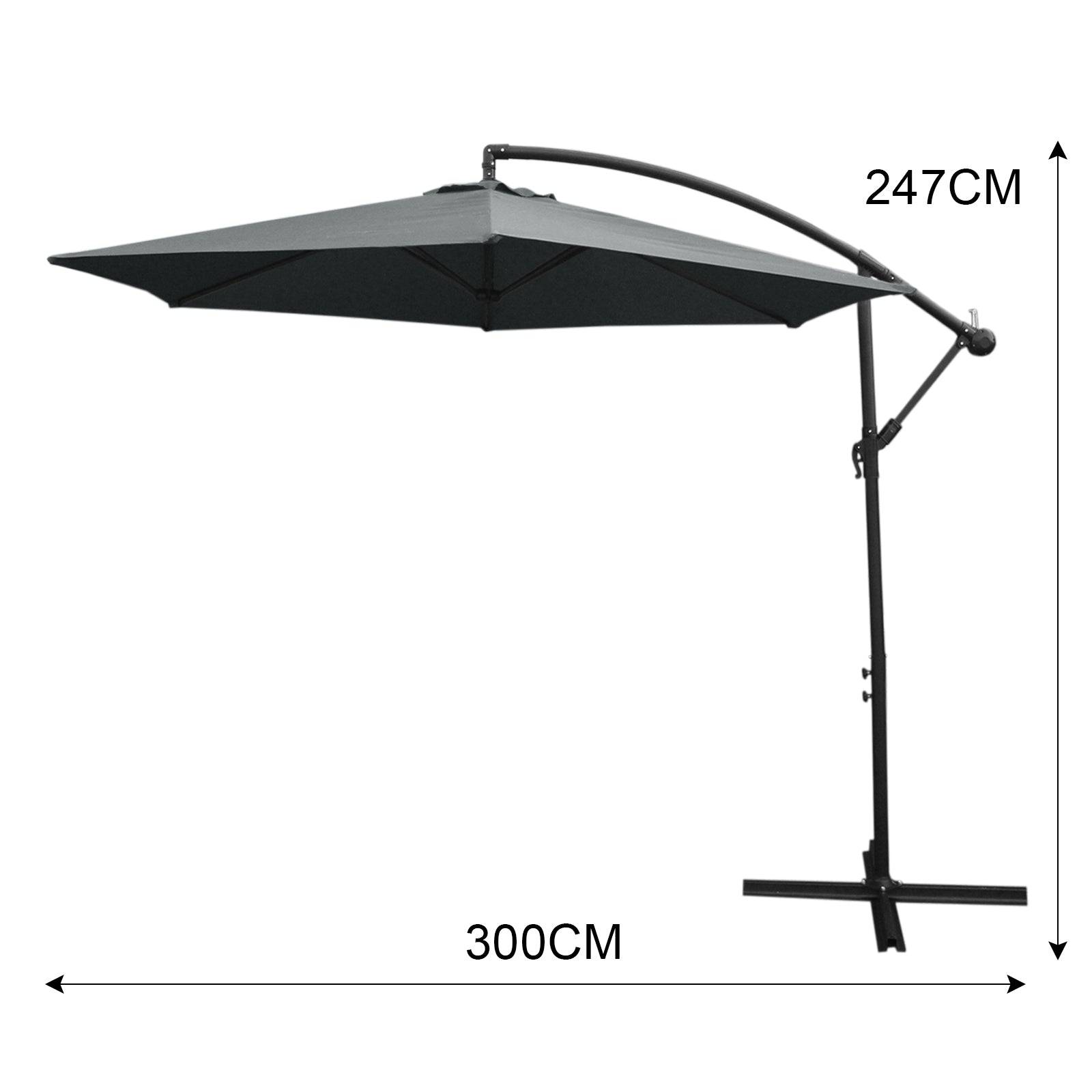 Monstershop - Parasol Cantilever Gris & Base Carrée 3m x 3m x 2.5m - Imagen 5