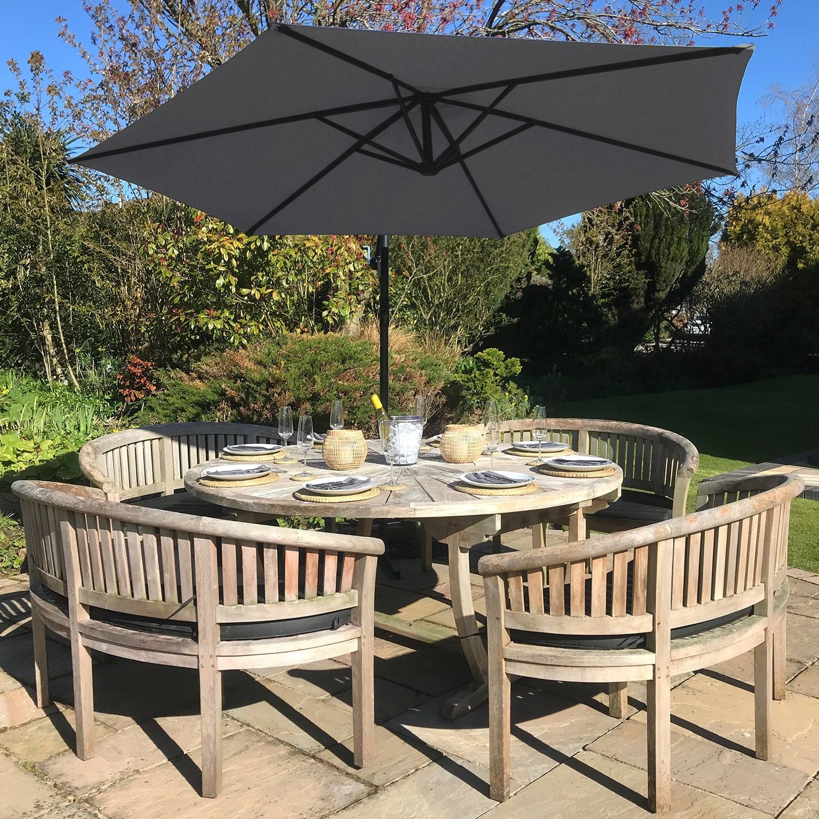 Monstershop - Parasol Cantilever Gris & Base Carrée 3m x 3m x 2.5m - Imagen 4
