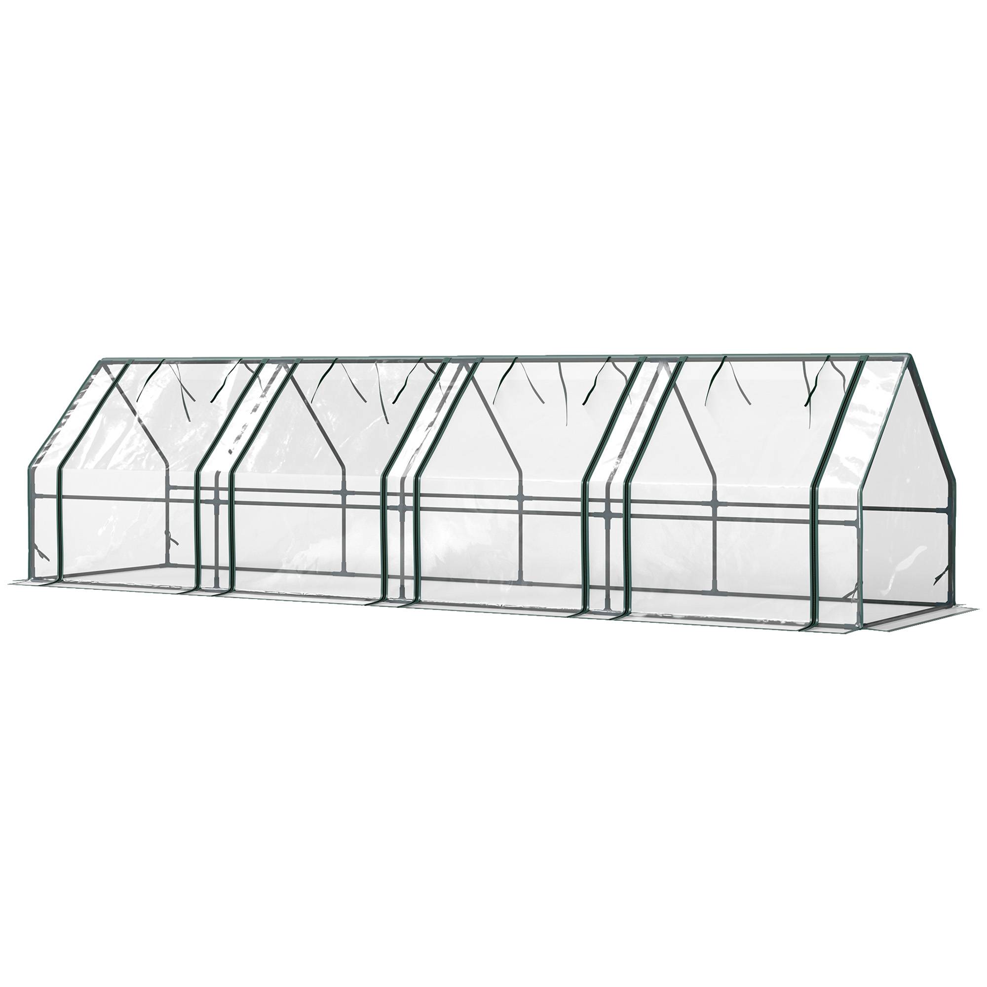 Sans Marque - Mini Serre de Jardin mini serre tunnel 4 fenêtres avec Zip enroulables Acier PE 140 g/m² Anti-UV 360x90x90cm Transparent - Image 2