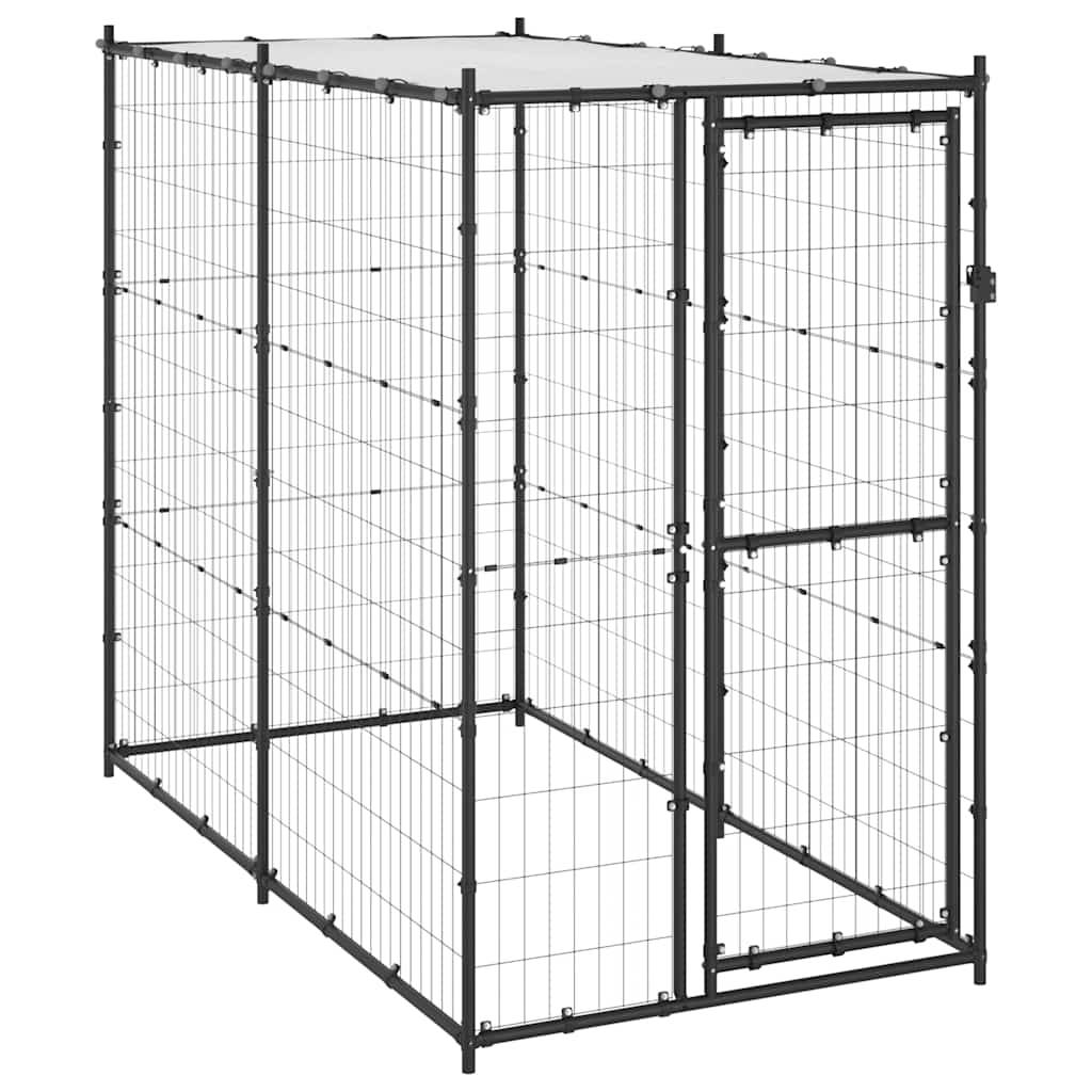 Vidaxl - Chenil d'extérieur pour chiens Acier avec toit 110x220x180 cm vidaXL 150795 - Imagen 1