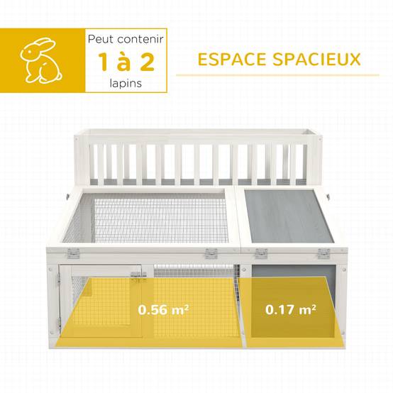 Clapier lapin extérieur bois sapin avec étagère plantes toit ouvrant 94x90x60cm gris - ComfortXL Outdoor Living - Image 6