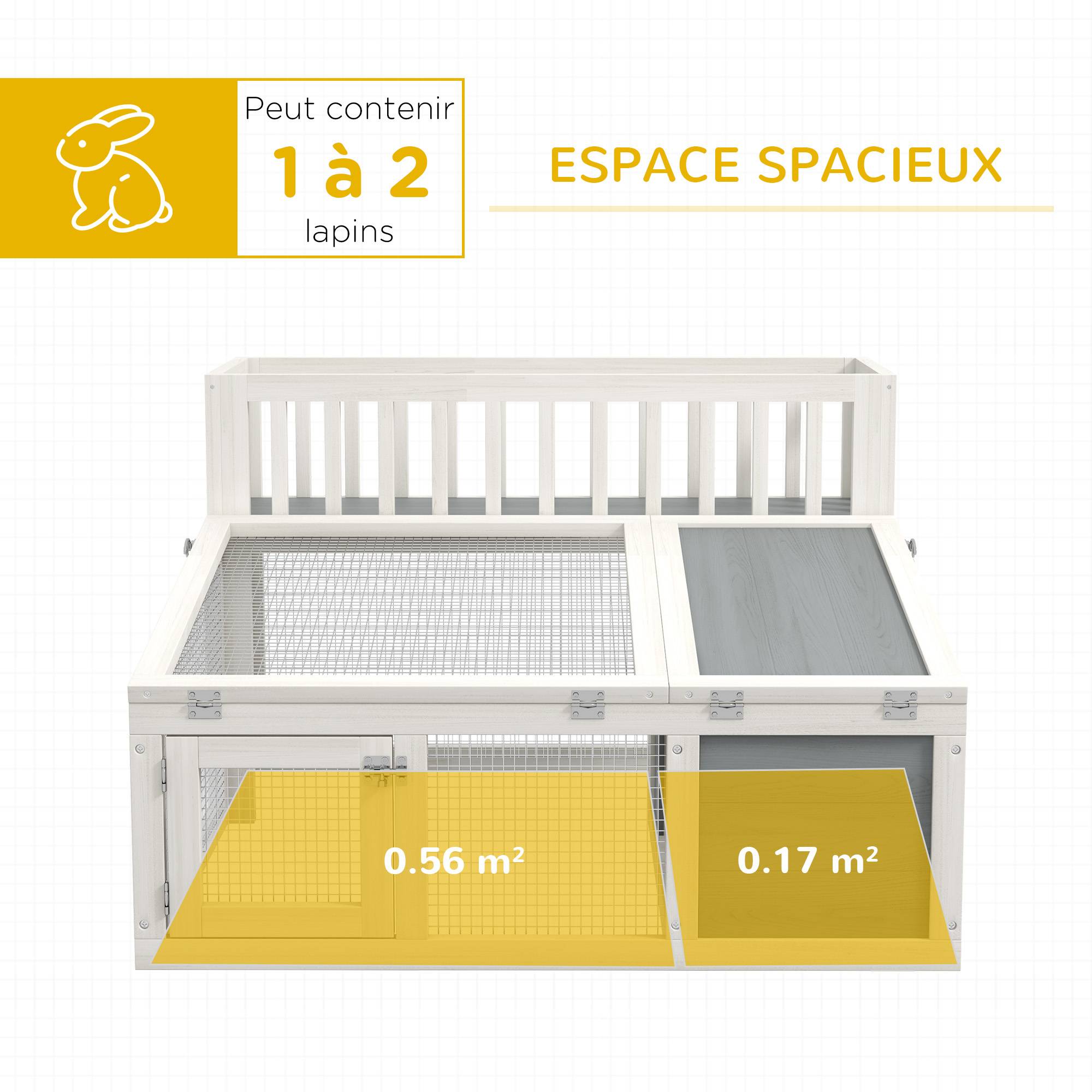 Clapier lapin extérieur bois sapin avec étagère plantes toit ouvrant 94x90x60cm gris - ComfortXL Outdoor Living - Image 6