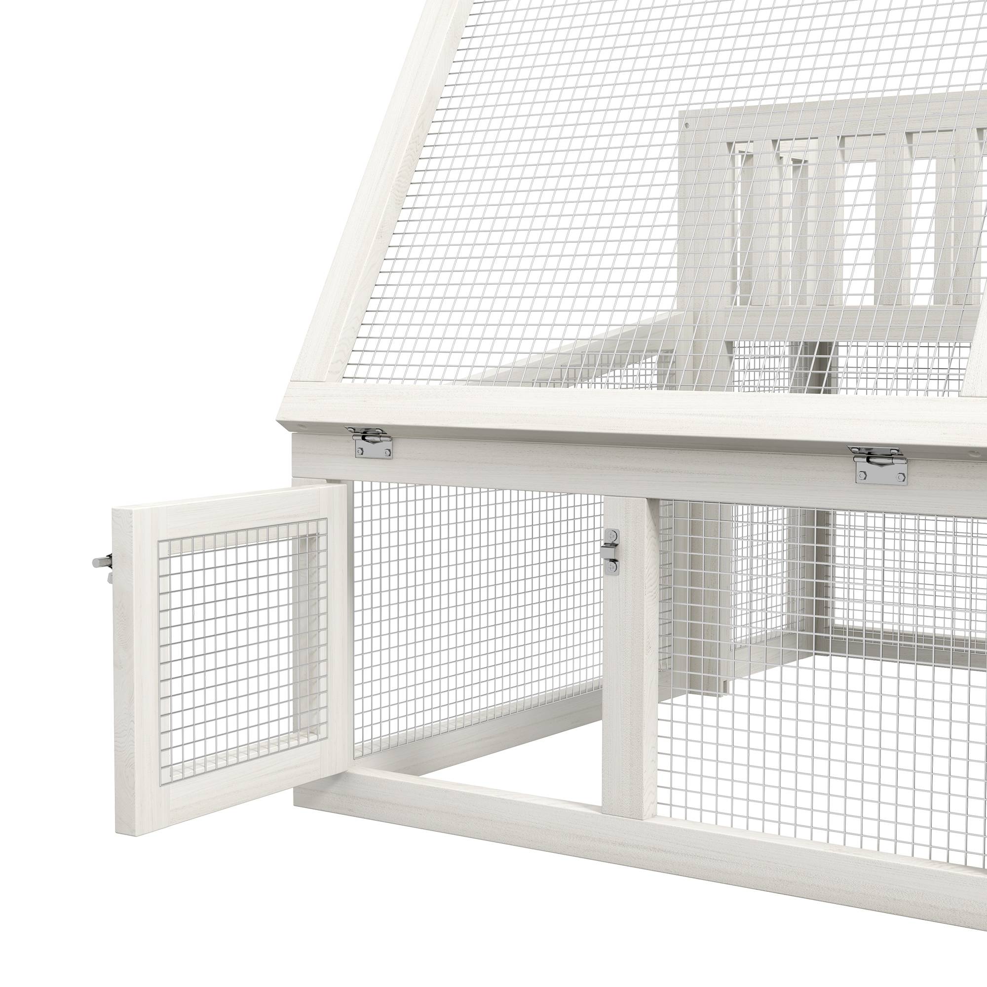 Clapier lapin extérieur bois sapin avec étagère plantes toit ouvrant 94x90x60cm gris - ComfortXL Outdoor Living - Image 9