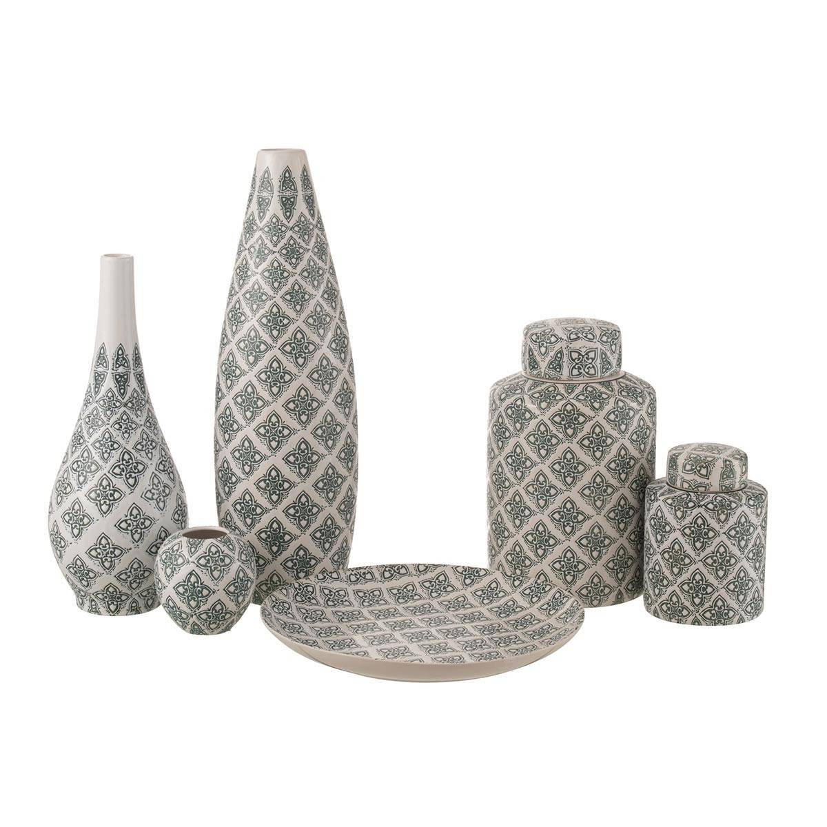 J-Line - Vase en Porcelaine "Kousa" 53cm Bleu & Blanc - Image 2