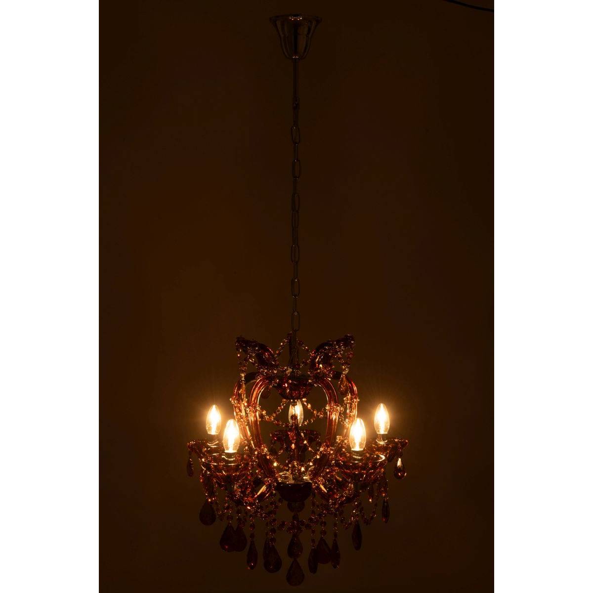 J-Line - Lustre en Verre "Antique" 57cm Marron - Image 4