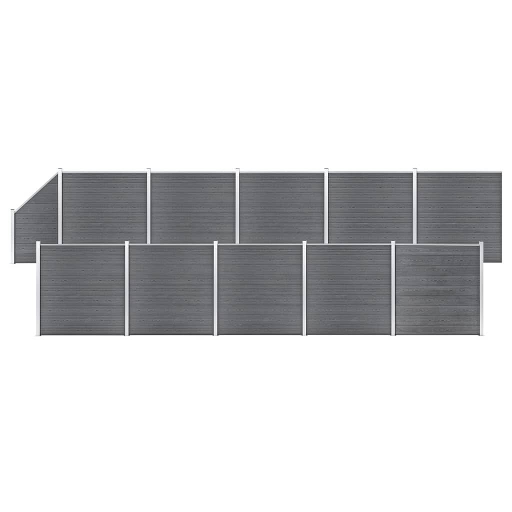 Clôture jardin WPC gris 1830 x 186 cm 10 Carré + 1 Incliné - PANGIVO - Image 1