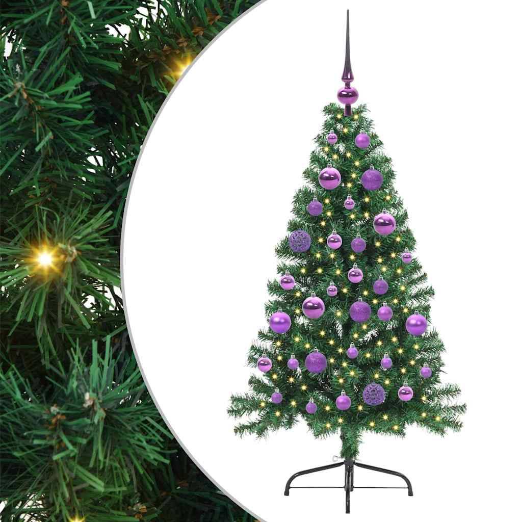 Sapin de Noël | Arbre de Noël artificiel pré-éclairé Vert 120 cm PVC Maison Chic - Image 1