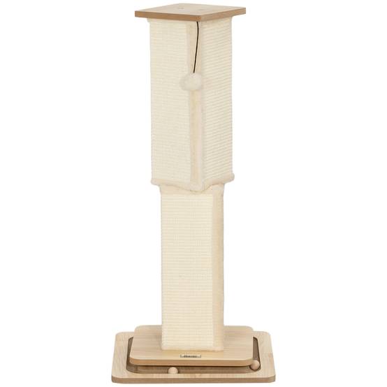 Poteau à Griffer pour Chat 87 cm en Sisal avec Circuit à Billes et Jouet Suspendu Chêne - ComfortXL Outdoor Living - Image 2