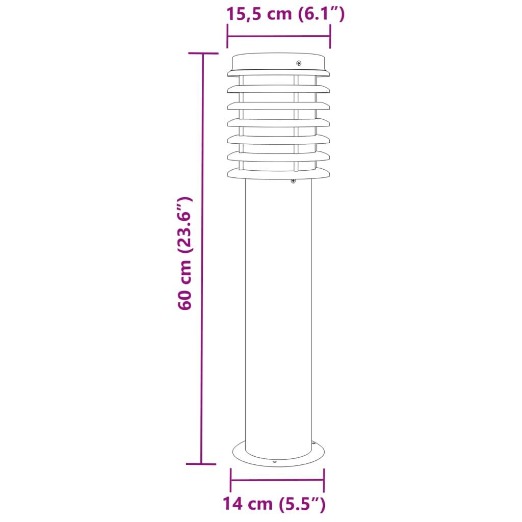 3 pcs Lampadaires de jardin - Lampadaires d'extérieur argenté 60 cm acier inoxydable - Image 7