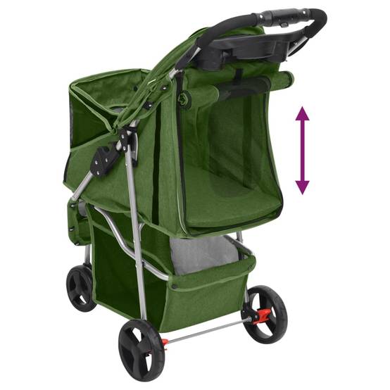 Poussette pour chien acier et tissu vert 80 x 46 x 98 cm - PANGIVO - Image 7