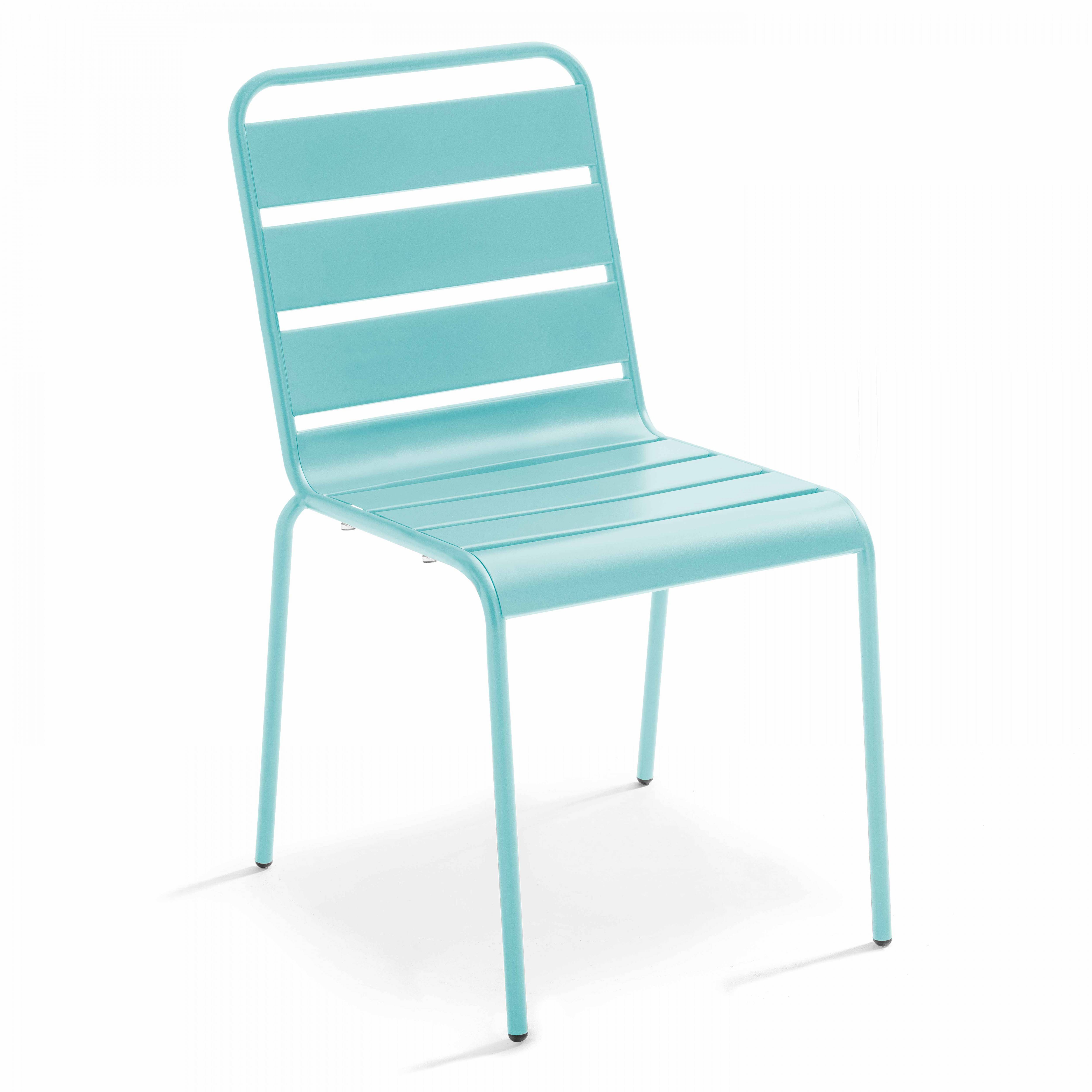 Oviala - Ensemble table de jardin et 8 chaises en métal turquoise Palavas - Oviala - Imagen 5