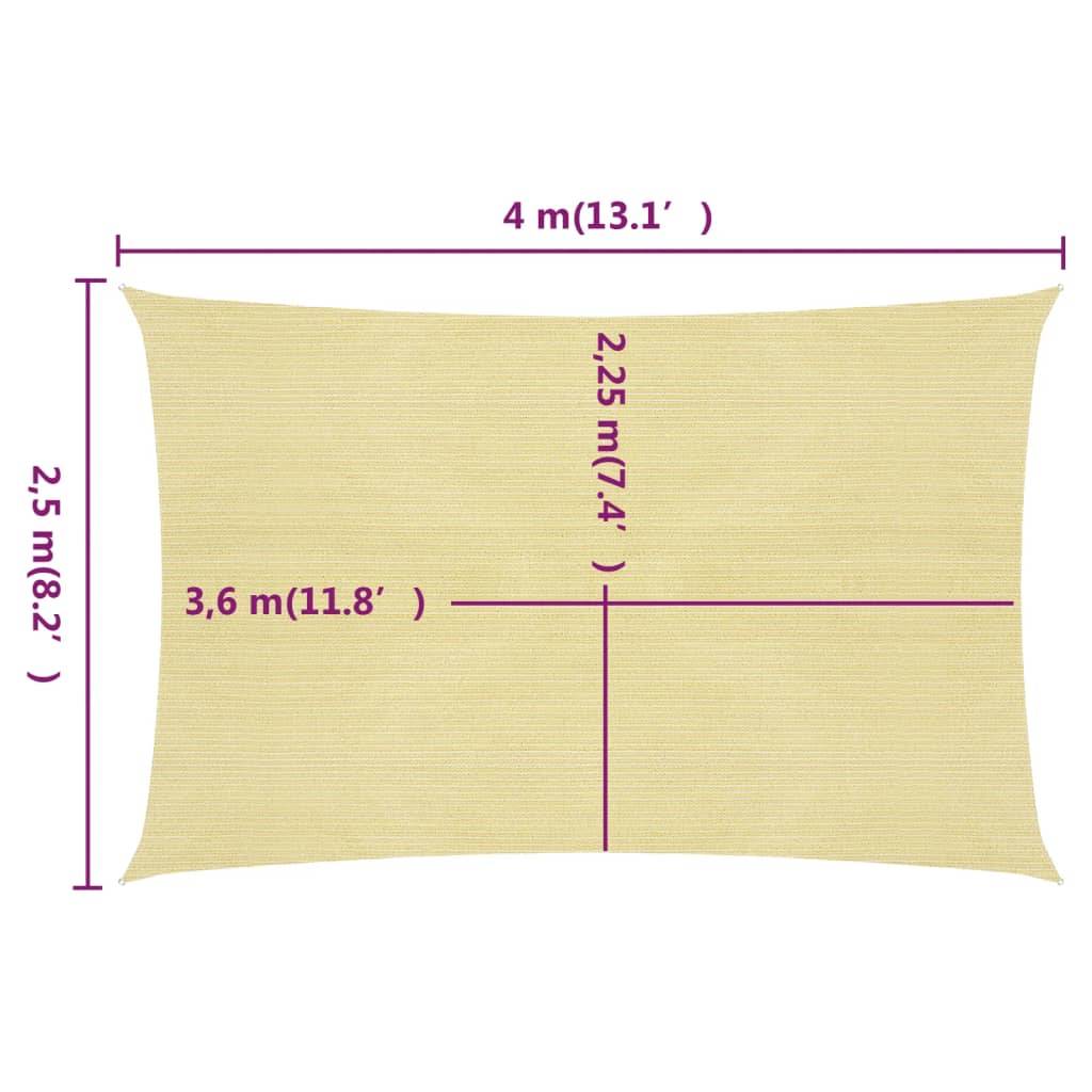 Helloshop26 - Voile toile d'ombrage parasol 160 g/m² PEHD 2,5 x 4 m beige - Imagen 6