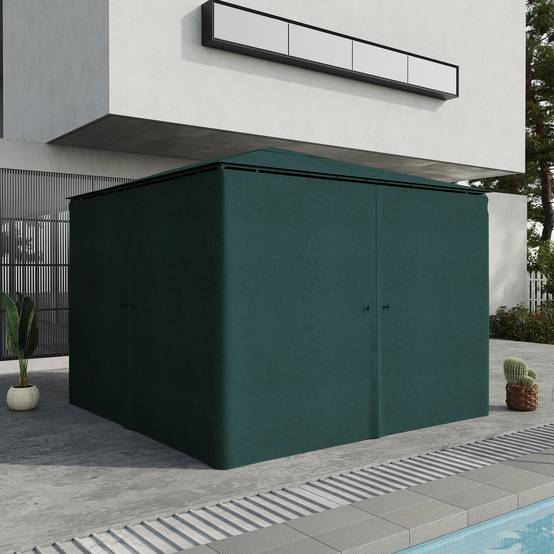 Outsunny - Lot 4 parois latérales pour tonnelle rigide 3x3m protection pluie/vent/soleil acier gris - Outsunny - Image 2