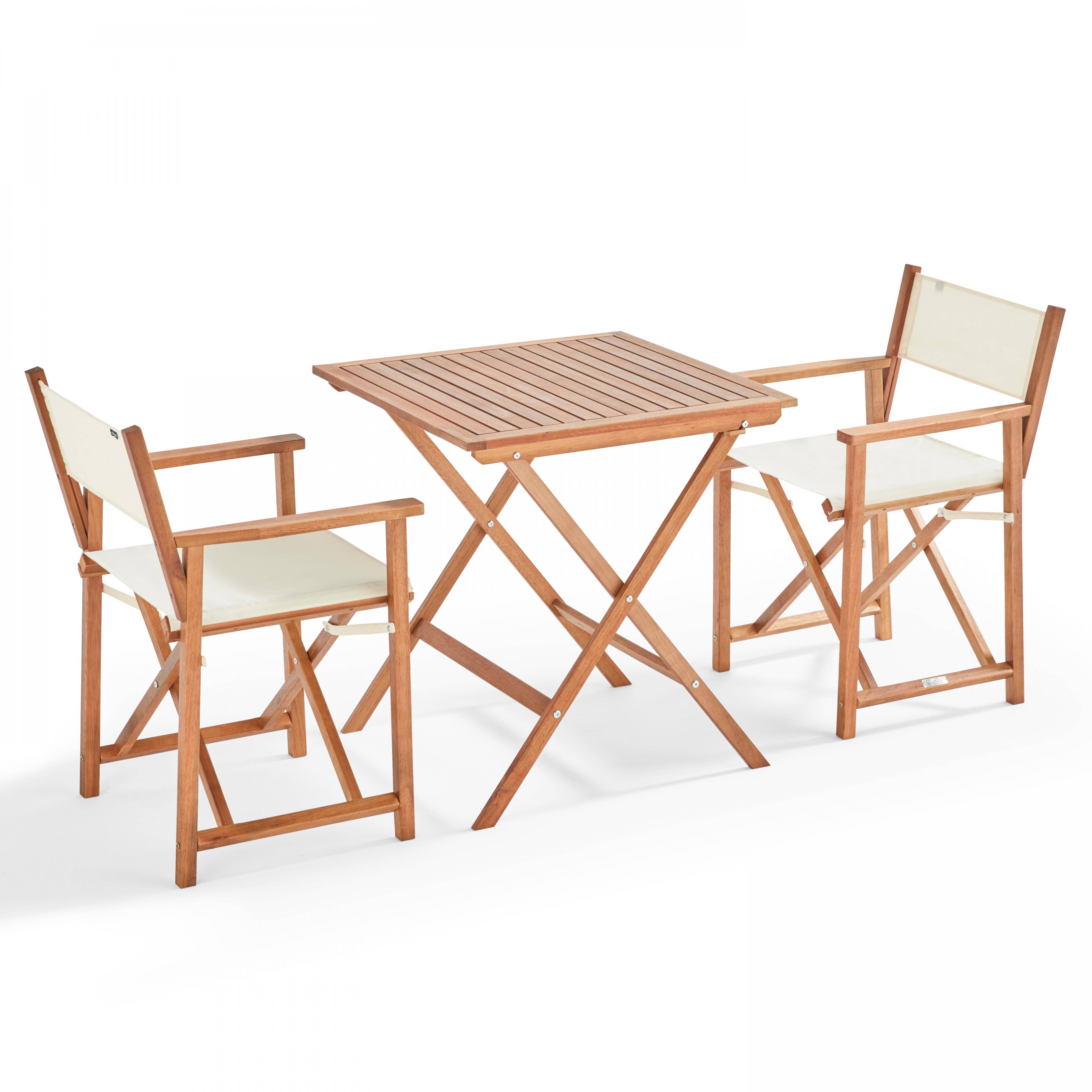 Oviala - Table bistrot pliante carrée et 2 chaises pliantes blanc Sete - Oviala - Imagen 1