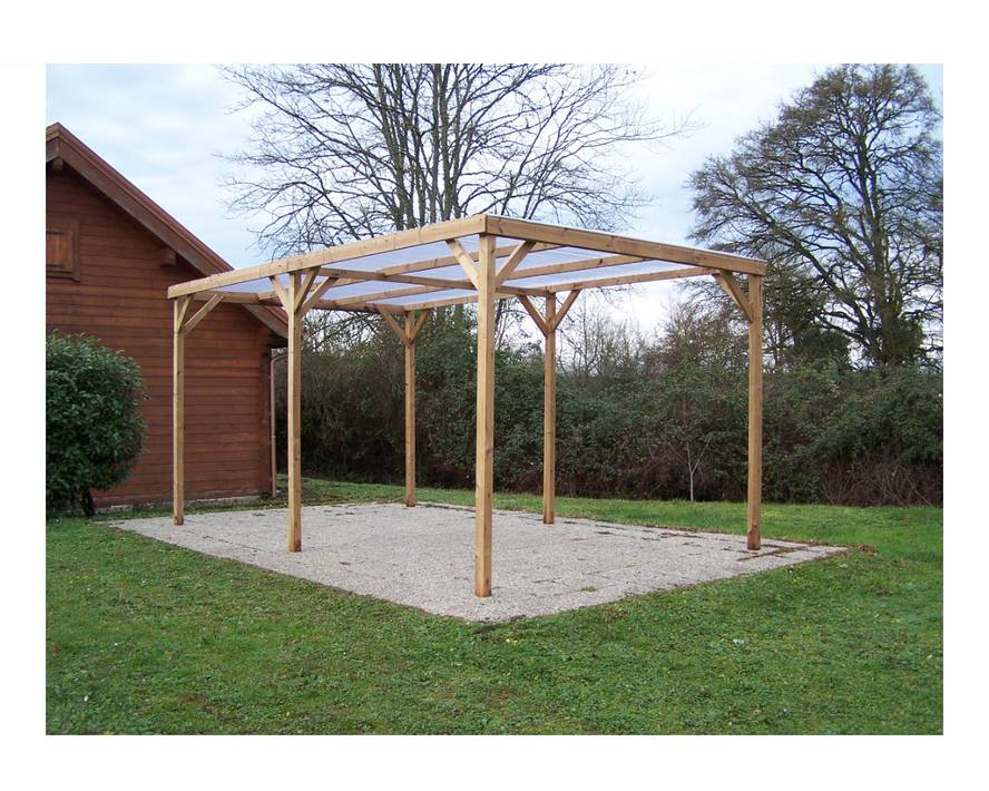 Habrita - Pergola fabriquée en bois massif traité - dimensions 3,00x5,02 m - Couverture tôle PVC transparente Habrita - Imagen 3