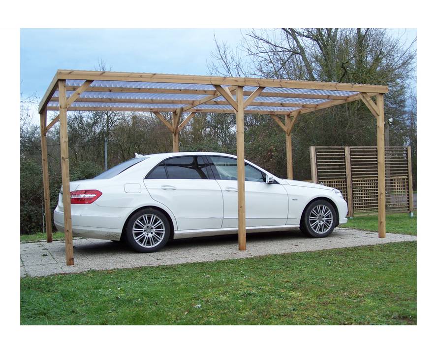 Habrita - Pergola fabriquée en bois massif traité - dimensions 3,00x5,02 m - Couverture tôle PVC transparente Habrita - Imagen 5