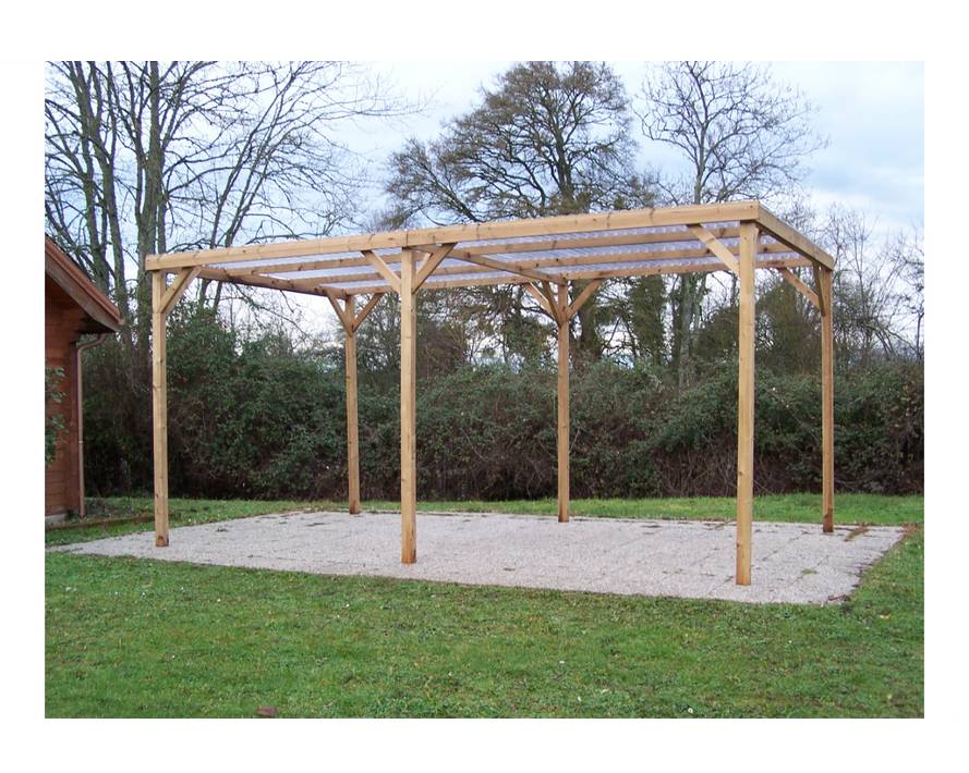Habrita - Pergola fabriquée en bois massif traité - dimensions 3,00x5,02 m - Couverture tôle PVC transparente Habrita - Imagen 4
