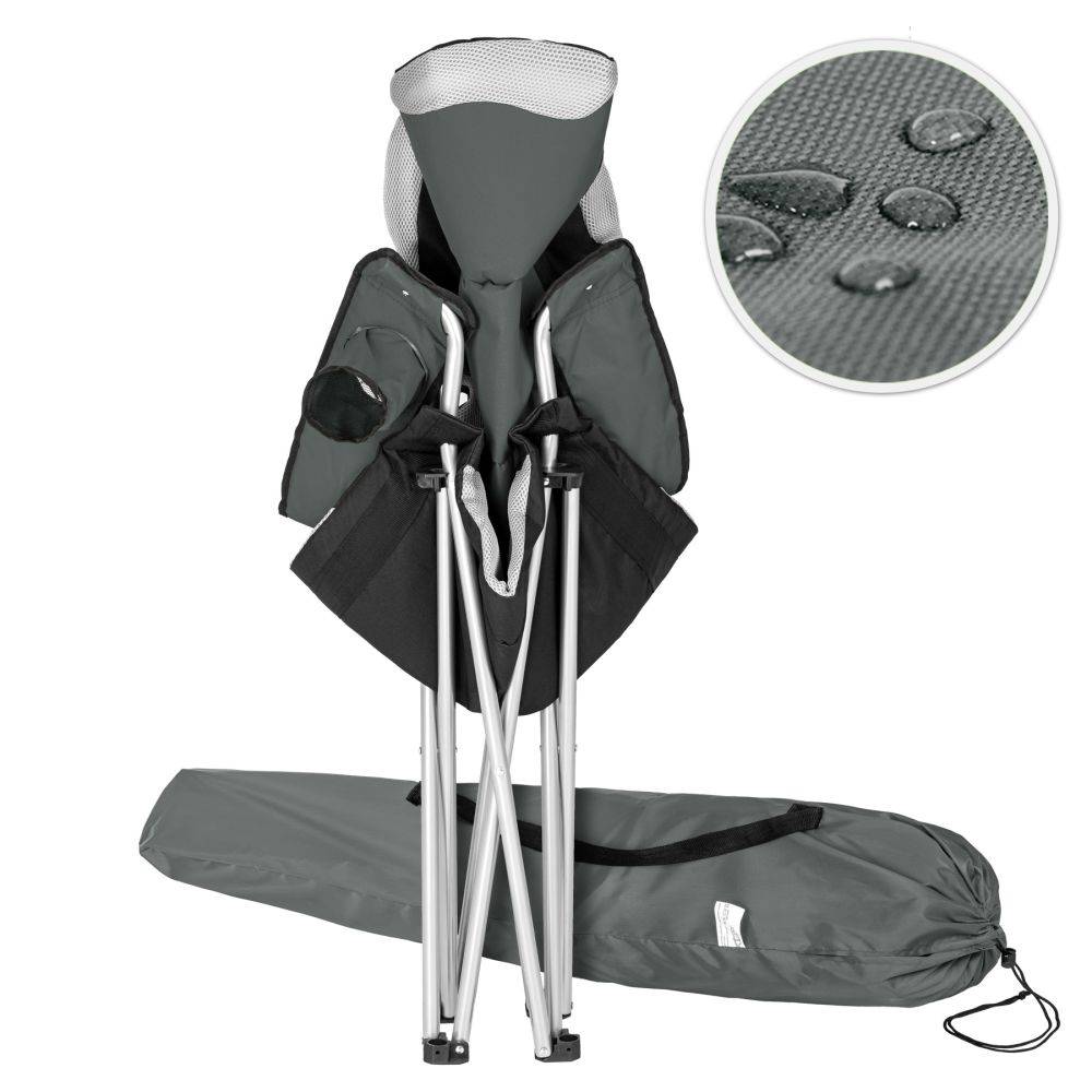 Helloshop26 - Lot de 2 chaises pliantes camping jardin avec rembourrage gris - Imagen 3