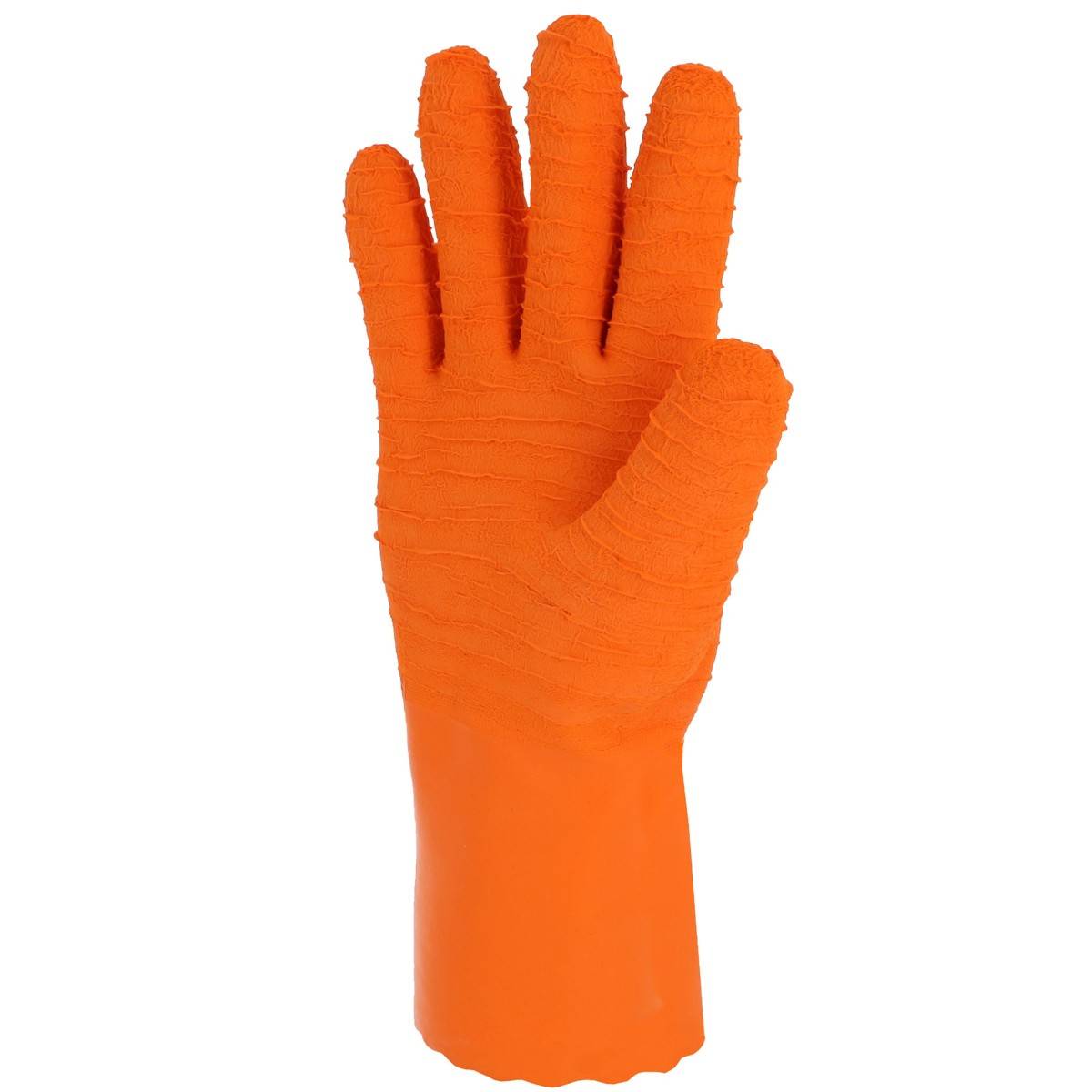 Gant protection chimique et anti chaleur SINGER Taille 8 Orange/coton interlock 30cm coupé cousu paume crêpée - Imagen 2