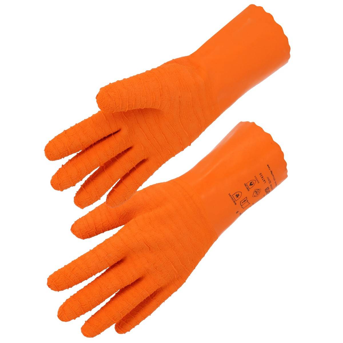 Gant protection chimique et anti chaleur SINGER Taille 8 Orange/coton interlock 30cm coupé cousu paume crêpée - Imagen 1