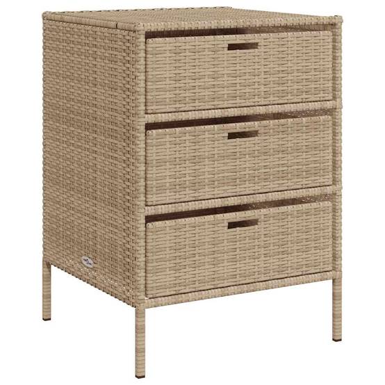 Rangement de Jardin 3 Tiroirs Résine Tressée pour Accessoires Piscine Beige 55x59x80 cm – ComfortXL Outdoor Living - Image 2