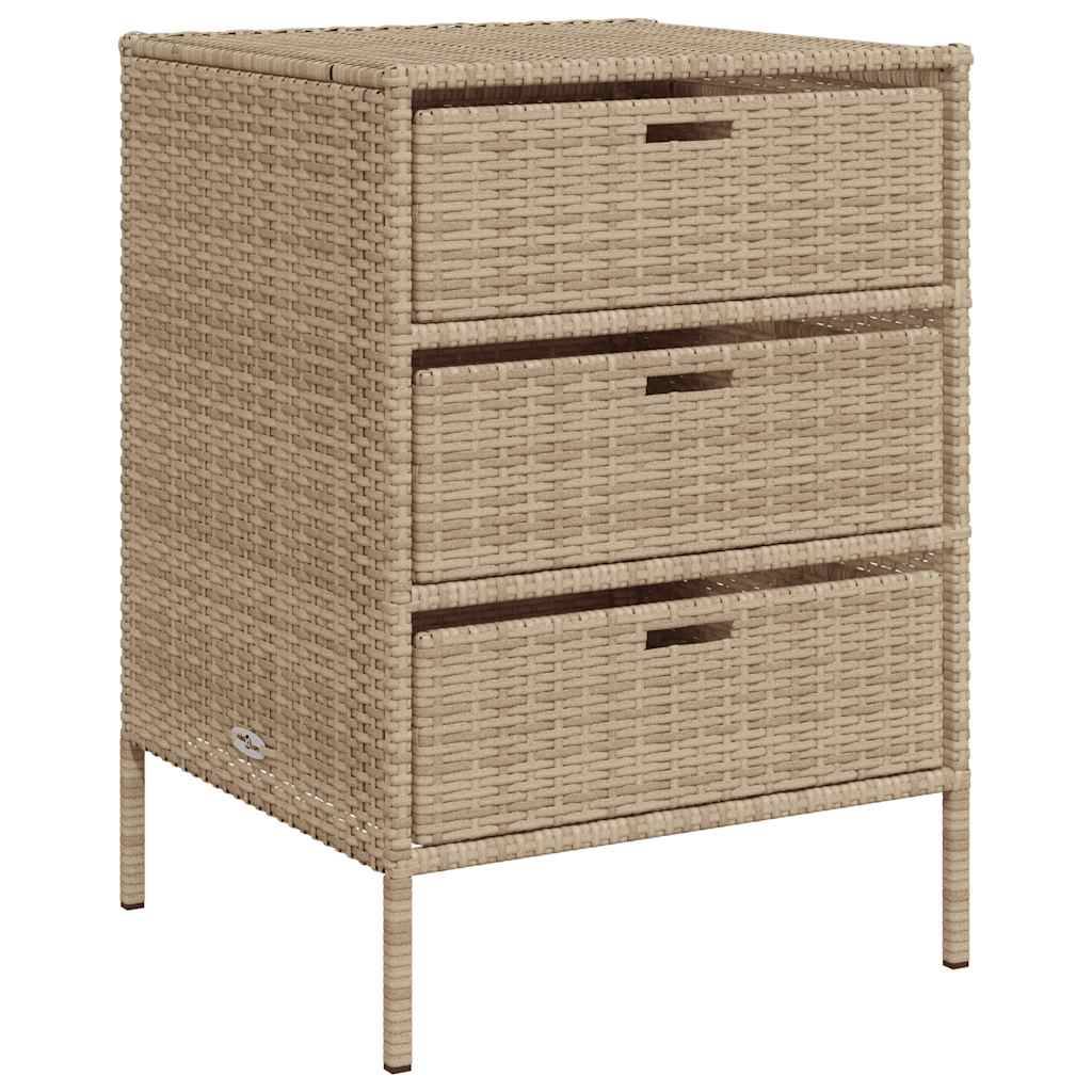 Rangement de Jardin 3 Tiroirs Résine Tressée pour Accessoires Piscine Beige 55x59x80 cm – ComfortXL Outdoor Living - Image 2